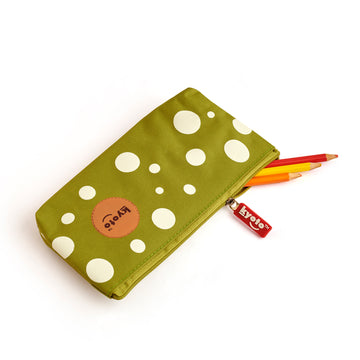 Polka dots pencil pouch in alternate color with zip closure