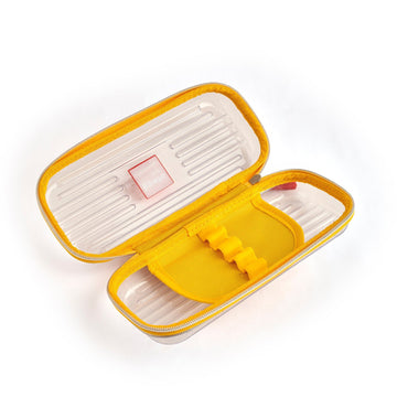 Yellow clear pencil case, transparent with zip closure