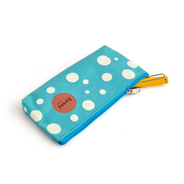 Polka dots pencil pouch with playful pattern and zip closure