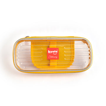 YELLOW CLEAR PENCIL CASE-TRANSPARENT