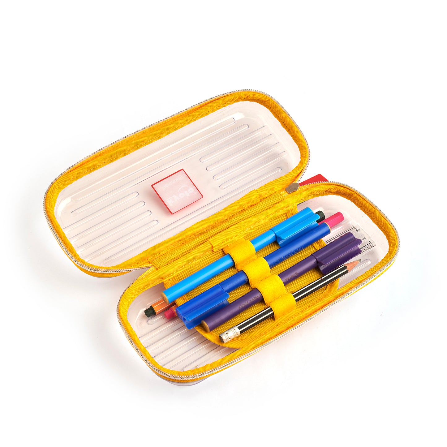 YELLOW CLEAR PENCIL CASE-TRANSPARENT