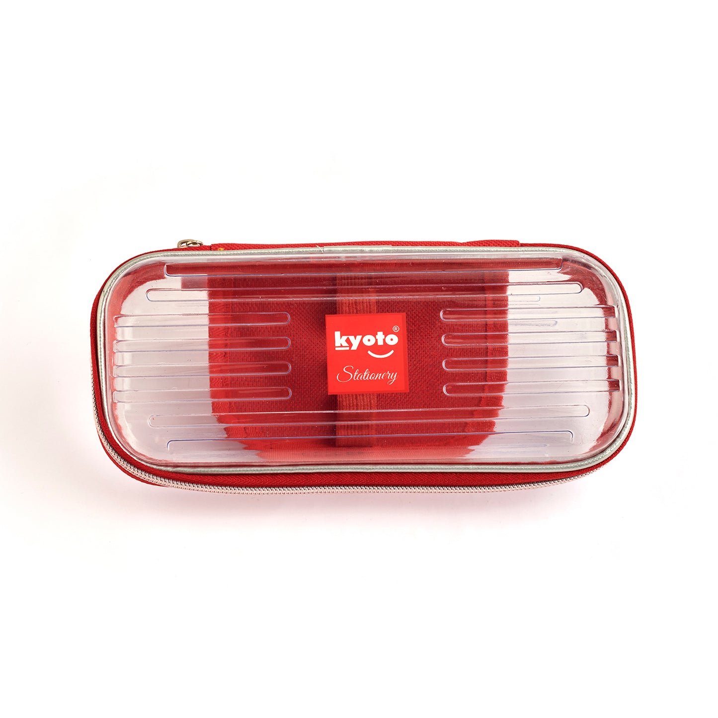 RED CLEAR PENCIL CASE-TRANSPARENT