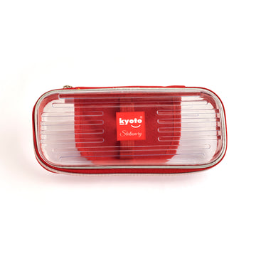 RED CLEAR PENCIL CASE-TRANSPARENT