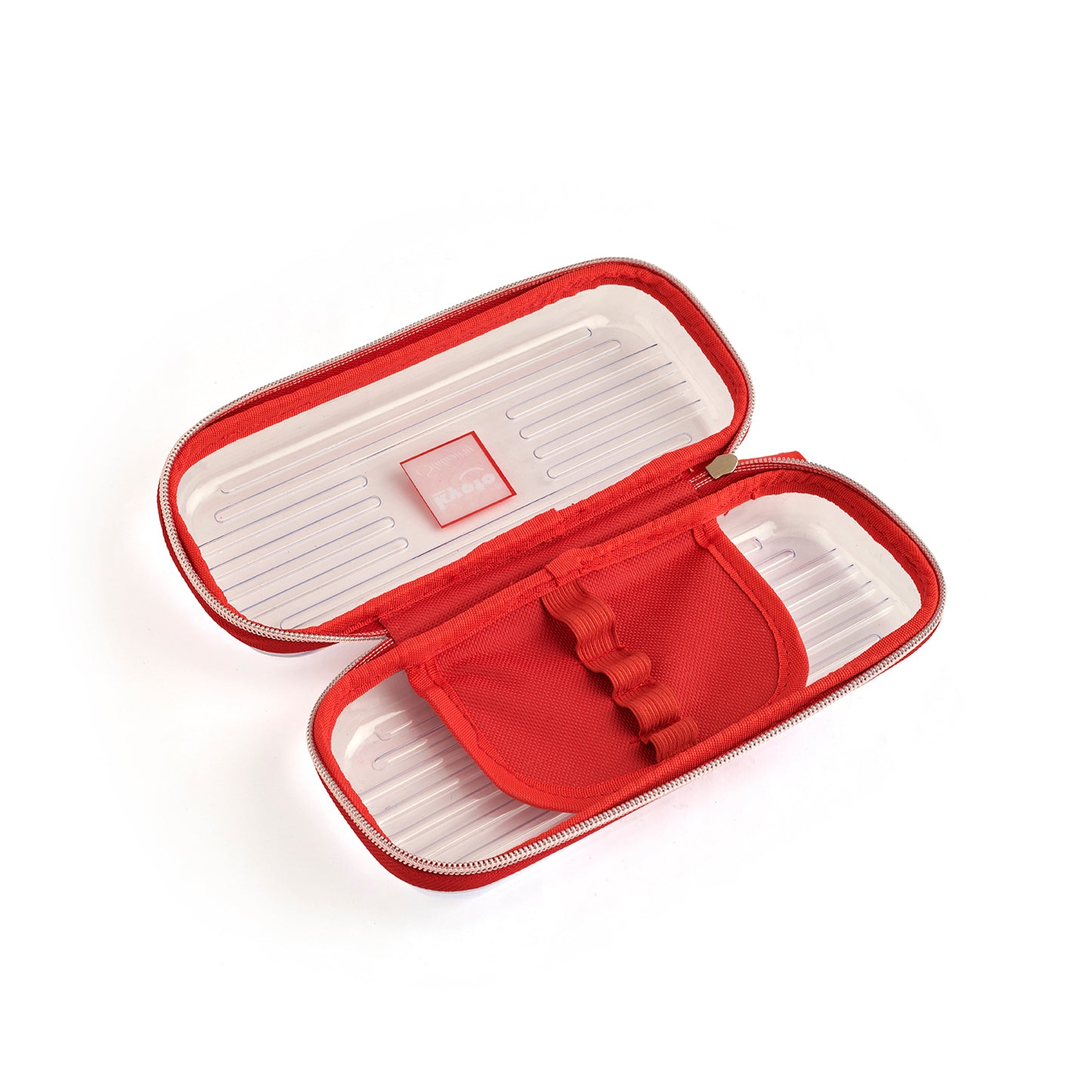 RED CLEAR PENCIL CASE-TRANSPARENT