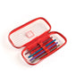 RED CLEAR PENCIL CASE-TRANSPARENT