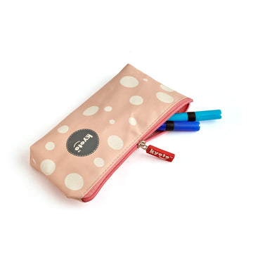 PINK PENCIL POUCH STARS AND DOTS