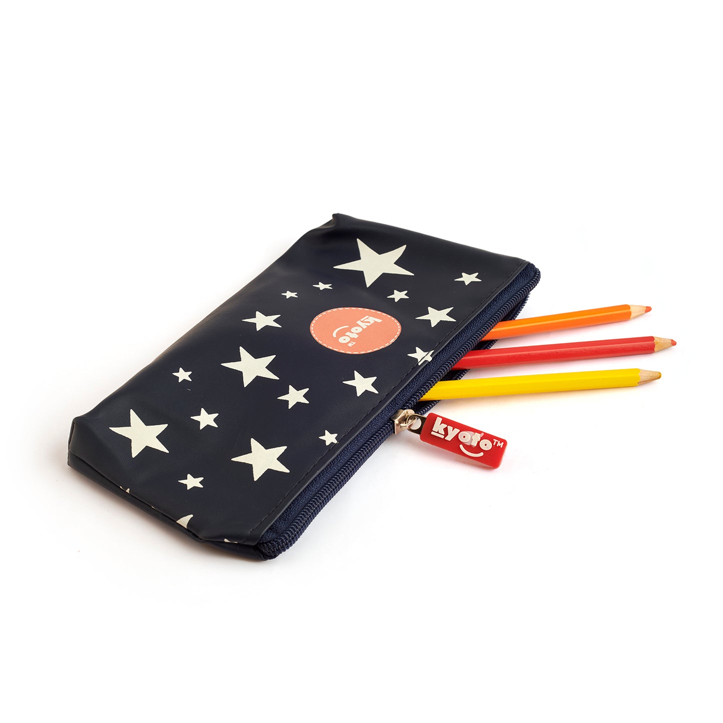 BLUE PENCIL POUCH STARS AND DOTS